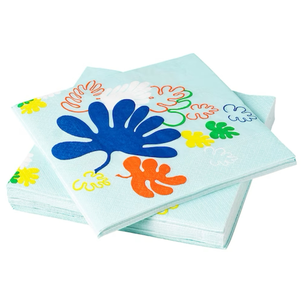IKEA ROSTVINGE Paper Napkin, Multicolor, Leaf Pattern, 13"x13" (705.545.44) NEW